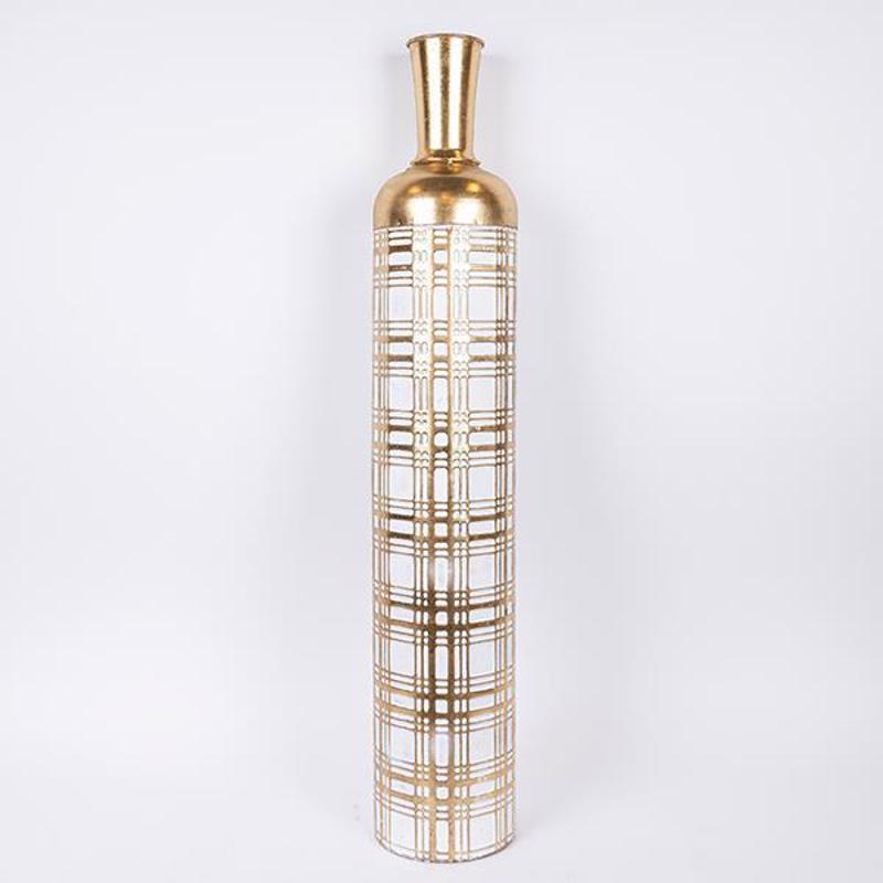 ESTHETI home - ΣΗΜΑΝΤΙΚΟ: Σε περίπτωση διαφοράς τιμής από το κατάστημα ισχύει παντα και μόνο η τιμή του καταστήματος ESTHETI home Βάζο Μεταλλικό Χρυσό/Λευκό Φ15.7x86.3cm 75