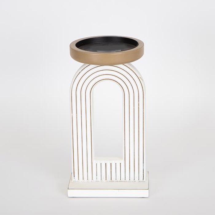 ESTHETI home Kiropigo Xulino Lefko me Xrusi Metalliki Basi 14x12.5x26cm 752-23012