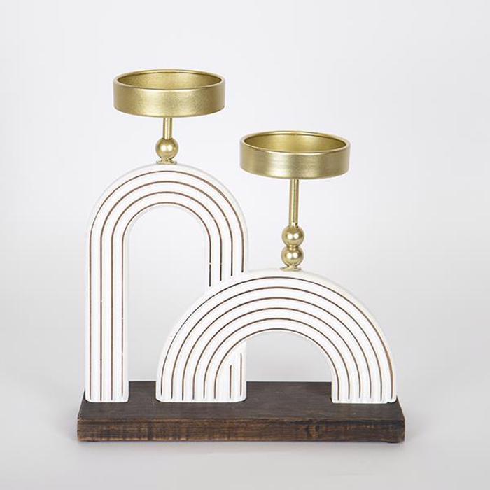 ESTHETI home Kiropigo Diplo Xulino Lefko me Metallikes Baseis Xruses 23.5x8x26cm 752-23014