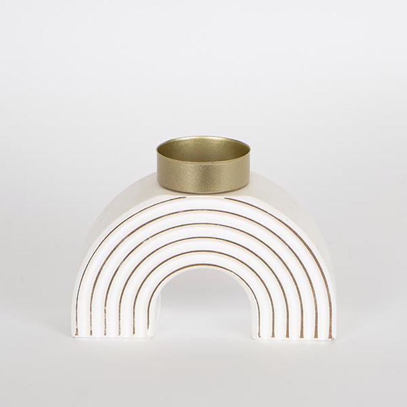 ESTHETI home Κηροπήγιο MDF Λευκό Τοξωτό Φ15x5.5x10.5cm 