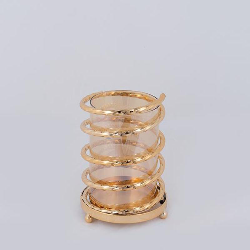 ESTHETI home Κηροπήγιο Μεταλλικό Χρυσό Φ15x22cm 752-240