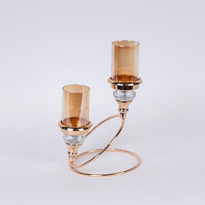 ESTHETI home Κηροπήγιο 2 Θέσεων Μεταλλικό Χρυσό 16x13x2