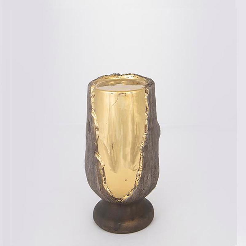 Κηροπήγια, Κεριά, Αρωματικά χώρου agiovlasitishome - ΣΗΜΑΝΤΙΚΟ: Σε περίπτωση διαφοράς τιμής από το κατάστημα ισχύει παντα και μόνο η τιμή του καταστήματος ESTHETI home Κηροπήγιο Κεραμικό Καφέ/Χρυσό Φ10x20cm 752