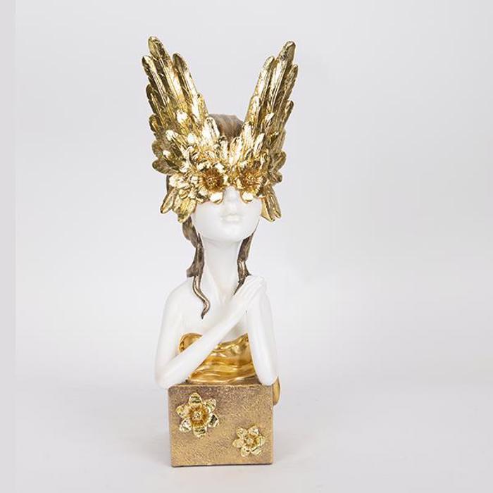 ESTHETI home Diakosmitiko Gupto Resin Gynaika me Maska Lefko/Xruso 14.5x14x41cm 752-27036
