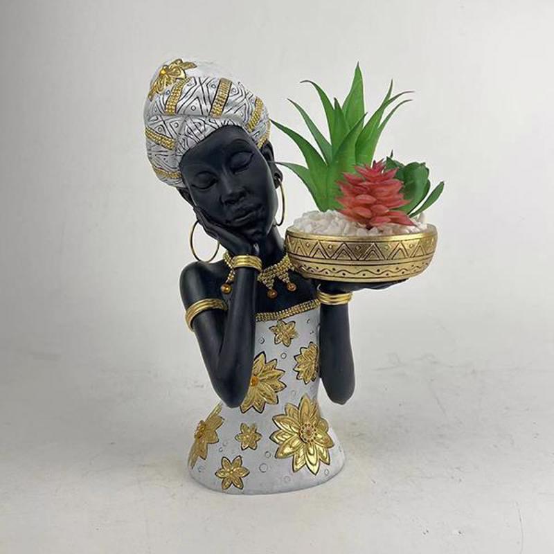 ESTHETI home Διακοσμητικό Γλυπτό Γυναίκα με Γλάστρα και