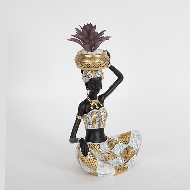 ESTHETI home - ΣΗΜΑΝΤΙΚΟ: Σε περίπτωση διαφοράς τιμής από το κατάστημα ισχύει παντα και μόνο η τιμή του καταστήματος ESTHETI home Διακοσμητικό Γλυπτό Γυναίκα Καθιστή με Φυτ