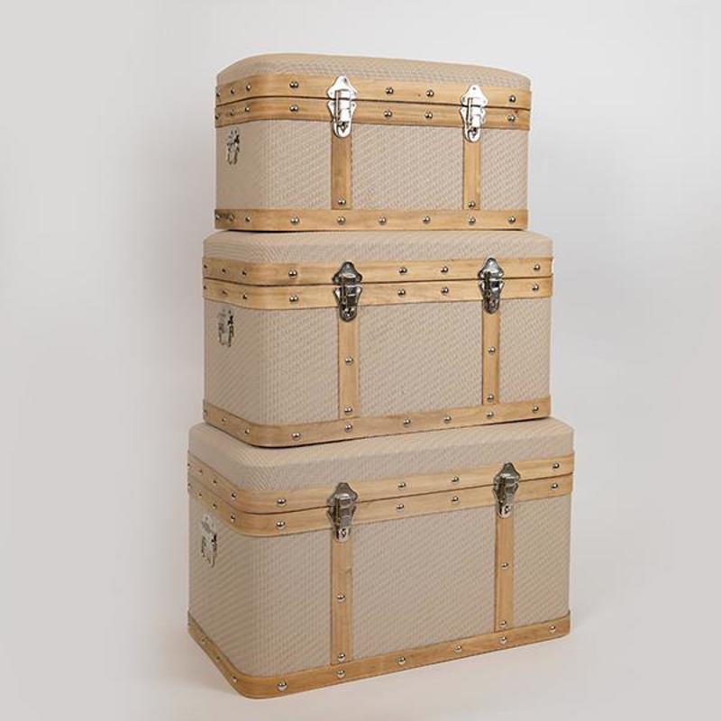 ESTHETI home - ΣΗΜΑΝΤΙΚΟ: Σε περίπτωση διαφοράς τιμής από το κατάστημα ισχύει παντα και μόνο η τιμή του καταστήματος ESTHETI home Σετ των 3 Μπαούλα Μπεζ 63x40x35cm 752-2801