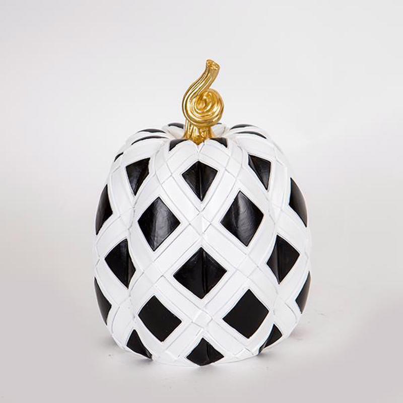 Διακοσμητικά Επιτραπέζια agiovlasitishome - ΣΗΜΑΝΤΙΚΟ: Σε περίπτωση διαφοράς τιμής από το κατάστημα ισχύει παντα και μόνο η τιμή του καταστήματος ESTHETI home Διακοσμητική Κολοκύθα Ασπρόμαυρη/Χρυσή Φ19