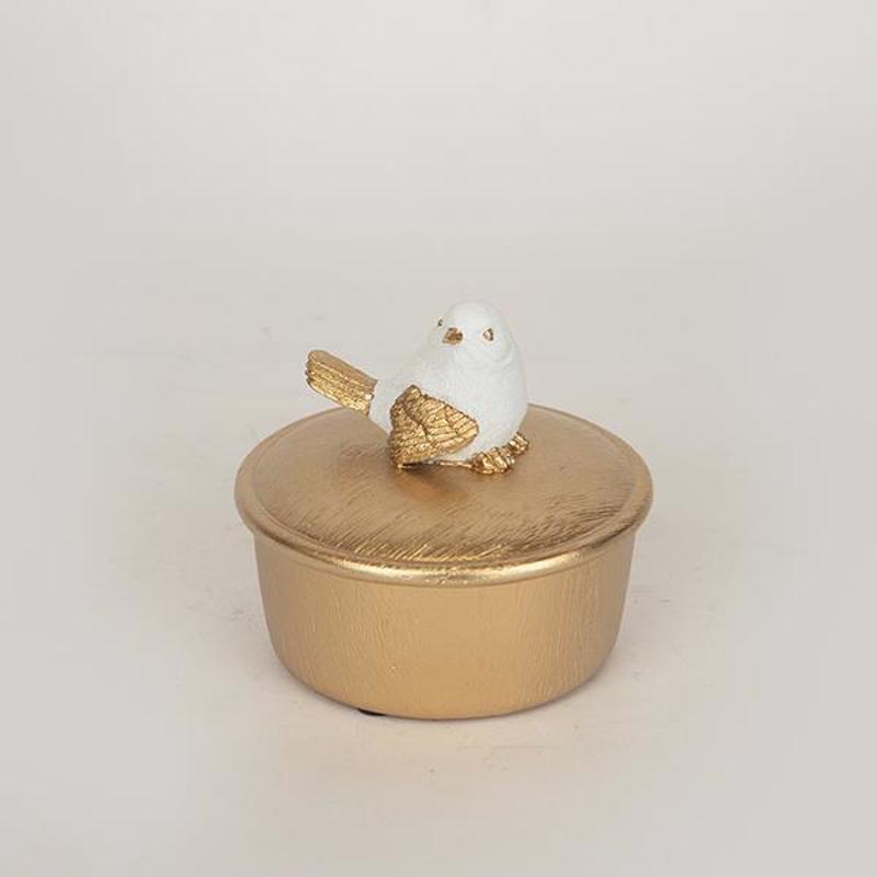 ESTHETI home Διακοσμητικό Κουτί με Πουλί Resin Λευκό/Χρ