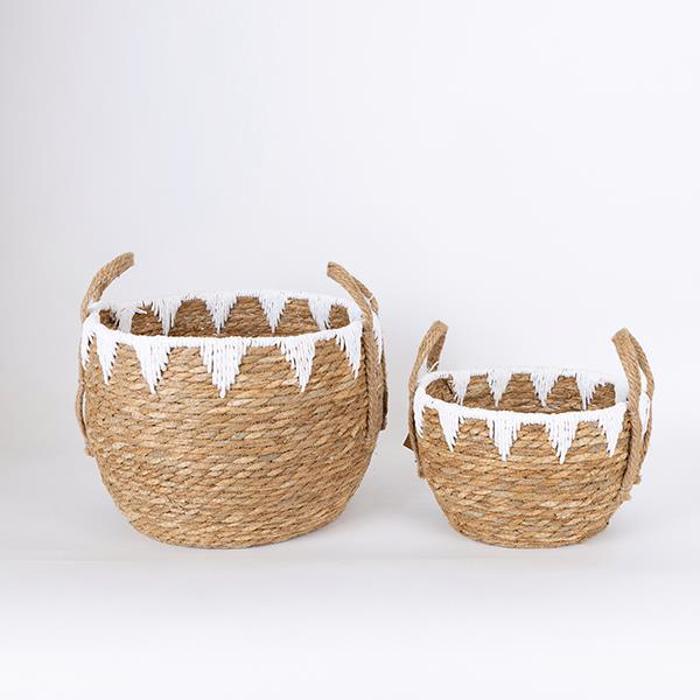 ESTHETI home Set ton 2 Kalathi Psathino Kafe/Lefko 24x18x16.5cm/32x26x23.5cm 752-32012