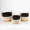 ESTHETI home Set ton 3 Kalathi Psathino me Krossia Kafe/Mavro 25x17x23cm/28x22x25cm/35x28x30cm 752-32013