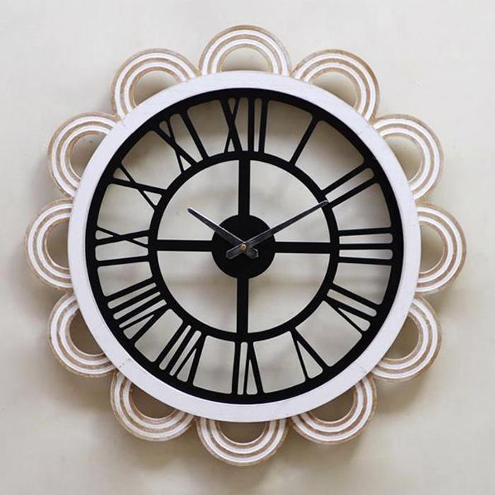ESTHETI home Roloi Toixou Metalliko Mavro/Lefko F58x4.5cm 753-10012