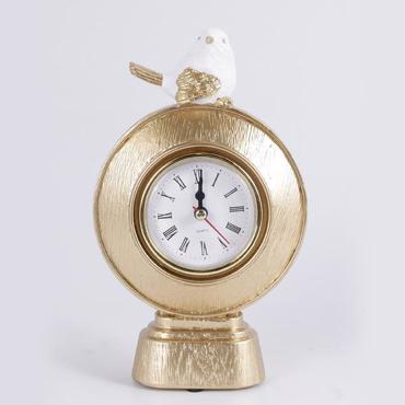 ESTHETI home Διακοσμητικό Ρολόι ''Πουλί'' Ξύλινο Λευκό/Χρυσό 11x4.5x18.2cm 753-10018