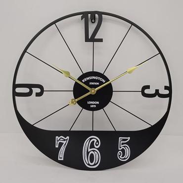 ESTHETI home Ρολόι Τοίχου Μεταλλικό Μαύρο με Χρυσούς Δείκτες Φ60x4.5cm 753-10027