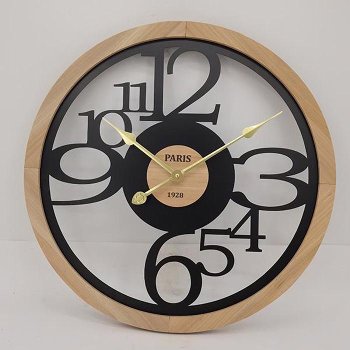 ESTHETI home Roloi Toixou Metalliko/Xulino Mavro/Fusiko F60x4.5cm 753-10034