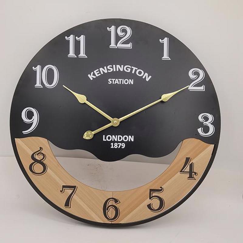 ESTHETI home Ρολόι Τοίχου Μεταλλικό/Ξύλινο Μαύρο/Φυσικό
