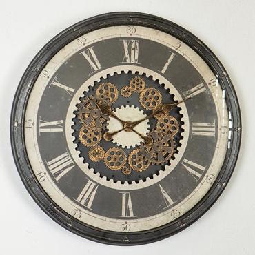 ESTHETI home Ρολόι Τοίχου Πλαστικό με Γρανάζια Αντικέ Καφέ/Μπεζ Φ76x8.5cm 753-12010