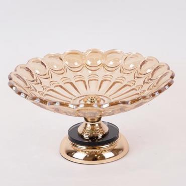 ESTHETI home Τουρτιέρα Μεταλλική Χρυσή με Γυαλί Φ30x18cm 754-11020