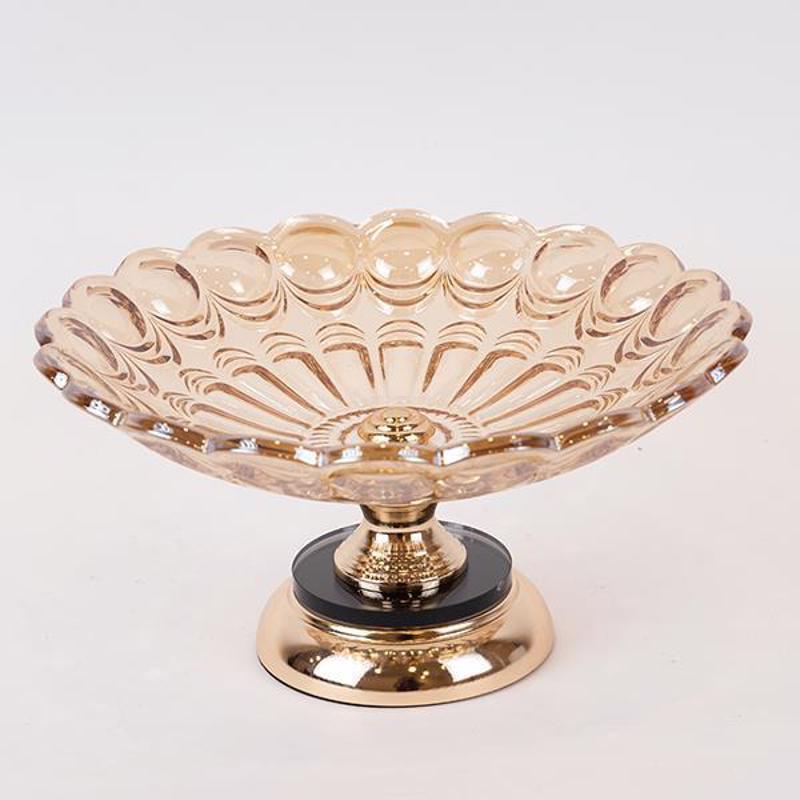 ESTHETI home Τουρτιέρα Μεταλλική Χρυσή με Γυαλί Φ30x18c