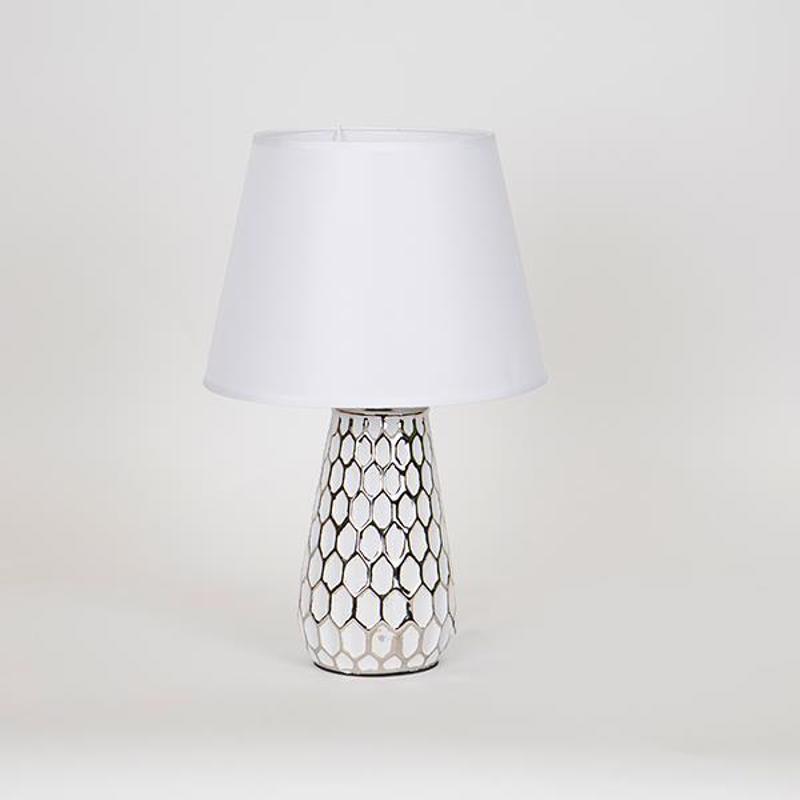 ESTHETI home - ΣΗΜΑΝΤΙΚΟ: Σε περίπτωση διαφοράς τιμής από το κατάστημα ισχύει παντα και μόνο η τιμή του καταστήματος ESTHETI home Επιτραπέζιο Φωτιστικό Κεραμικό Ασημί με Λε