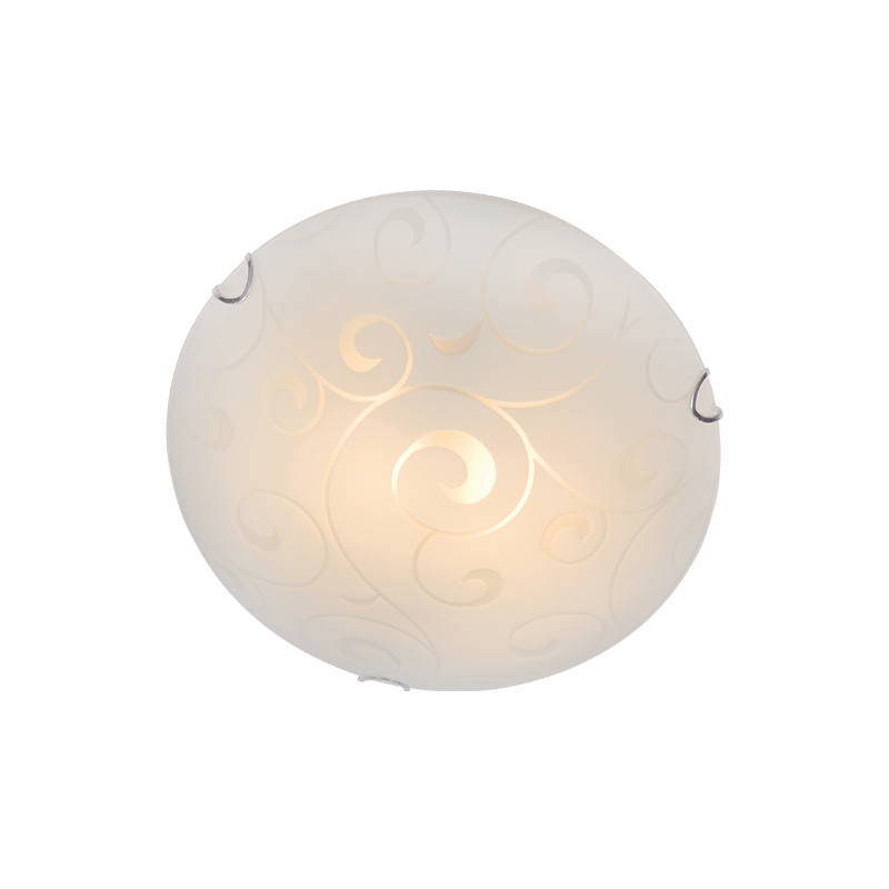 ACA Πλαφονιέρα ''CHAPLIN'' Δίφωτη Γυάλινη Λευκή με Σχέδια Ε27 Φ30x9cm AD994706