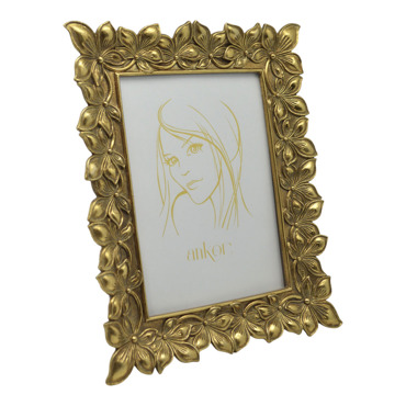 Ankor Κορνίζα Πολυεστερική 15x20cm με Ανάγλυφα Χρυσά Λουλούδια (19531-6)