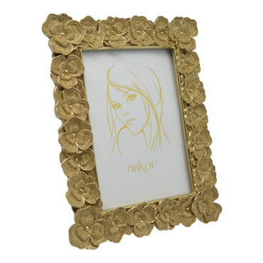 Ankor Κορνίζα Πολυεστερική 15x20cm Χρυσή με Ανάγλυφα Λουλούδια (22433-6)