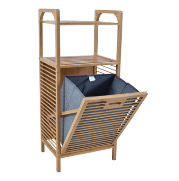 Ankor Καλάθι Απλύτων-Ραφιέρα Μπαμπού με Ύφασμα Γκρι 40x30x95cm (814299)