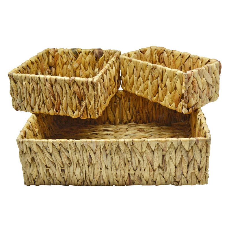 Ankor Σετ των 3 Καλάθια Ψάθινα Φυσικά 36x36x10cm (81986