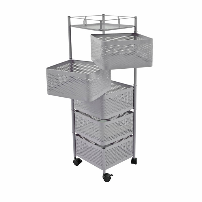 Ankor Troleϊ Apothikefsis me 5 Kalathia Metalliko Ggri 28x28x91cm (830381)