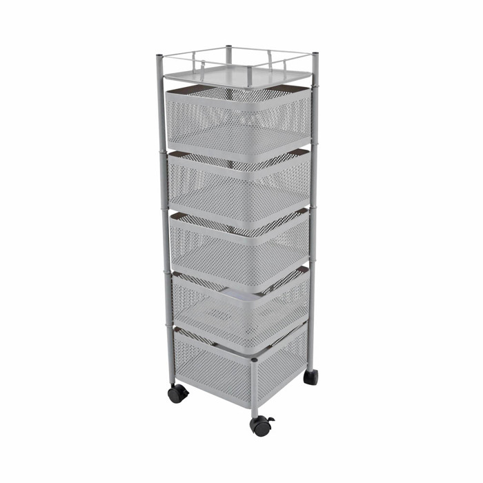Ankor Troleϊ Apothikefsis me 5 Kalathia Metalliko Ggri 28x28x91cm (830381)
