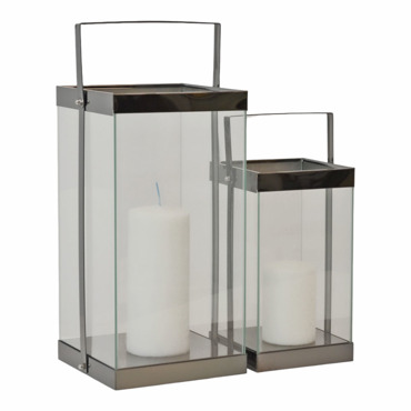 Ankor Σετ των 2 Φανάρια Inox Μαύρα 18x18x35cm (838066)