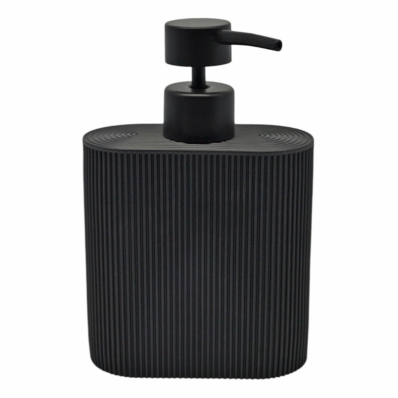 Αξεσουάρ Μπάνιου agiovlasitishome - ΣΗΜΑΝΤΙΚΟ: Σε περίπτωση διαφοράς τιμής από το κατάστημα ισχύει παντα και μόνο η τιμή του καταστήματος Ankor Dispenser Πολυεστερικό Ριγέ Μαύρο Ματ 10.5x5x16.5