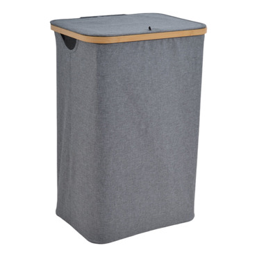 Ankor Καλάθι Απλύτων Υφασμάτινο Γκρι Με Μπαμπού Σκελετό 40x30x60cm (842230)