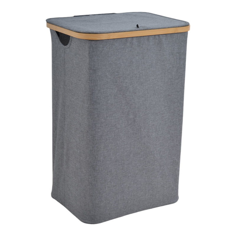 Ankor Καλάθι Απλύτων Υφασμάτινο Γκρι Με Μπαμπού Σκελετό