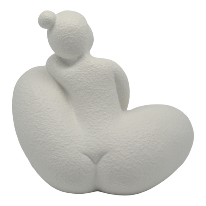 Ankor Diakosmitiko Keramiko Gynaikeia Figura Lefko Mat 17.5x15x16cm (842940)