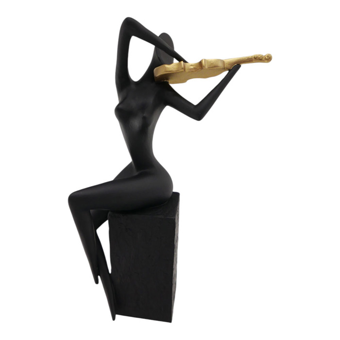 Ankor Diakosmitiki Figura Poluesteriki Gynaika Mavri me Bioli Xruso 15x8x26cm (844302)