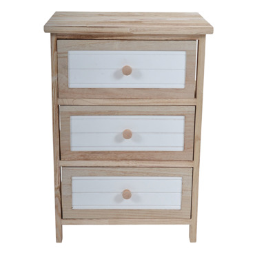 Ankor Συρταριέρα Ξύλινη με 3 Συρτάρια σε Φυσικό Και Λευκό Χρώμα 40x29x58cm (847815)