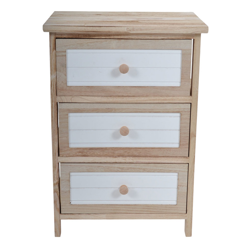 Έπιπλα σαλονιού agiovlasitishome - ΣΗΜΑΝΤΙΚΟ: Σε περίπτωση διαφοράς τιμής από το κατάστημα ισχύει παντα και μόνο η τιμή του καταστήματος Ankor Συρταριέρα Ξύλινη με 3 Συρτάρια σε Φυσικό Και Λευ