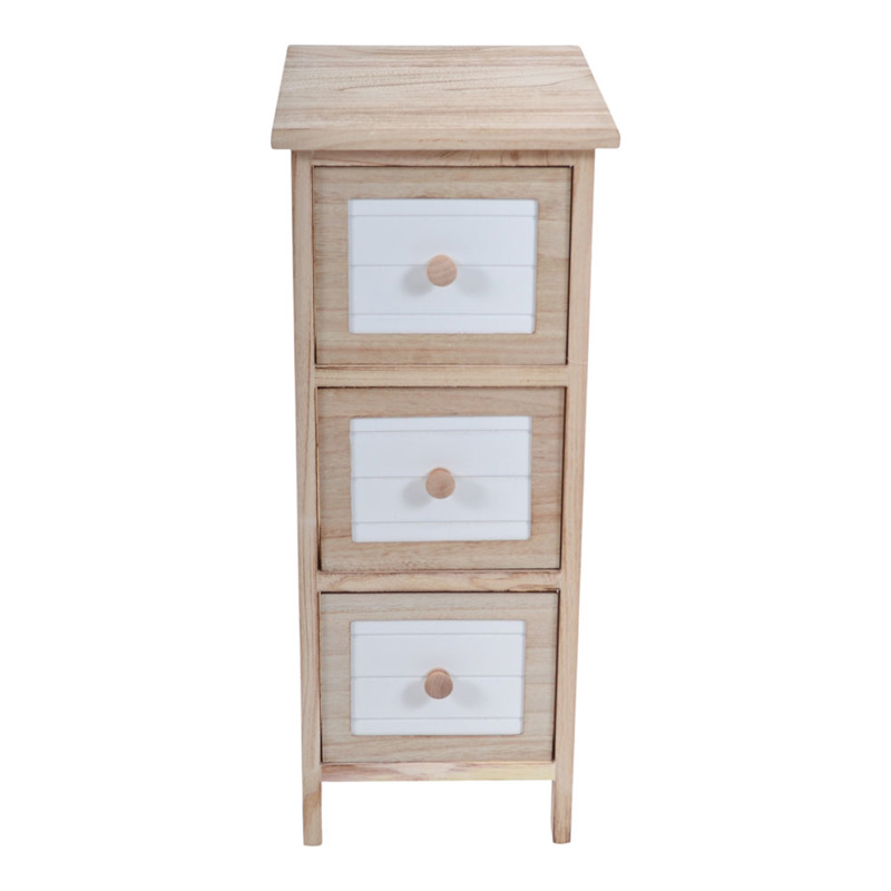 Έπιπλα σαλονιού agiovlasitishome - ΣΗΜΑΝΤΙΚΟ: Σε περίπτωση διαφοράς τιμής από το κατάστημα ισχύει παντα και μόνο η τιμή του καταστήματος Ankor Συρταριέρα Ξύλινη με 3 Συρτάρια σε Φυσικό Και Λευ