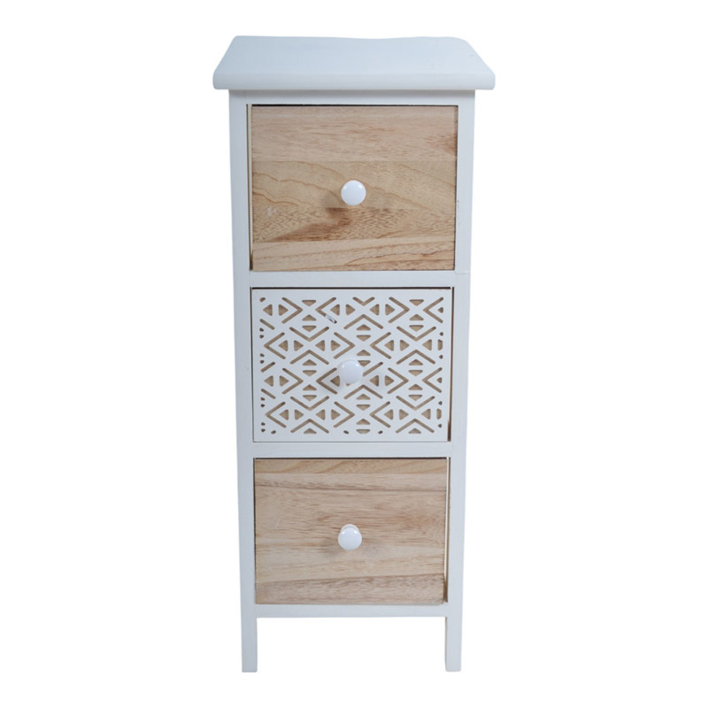 Ankor Συρταριέρα Ξύλινη με 3 Συρτάρια σε Φυσικό Χρώμα κ