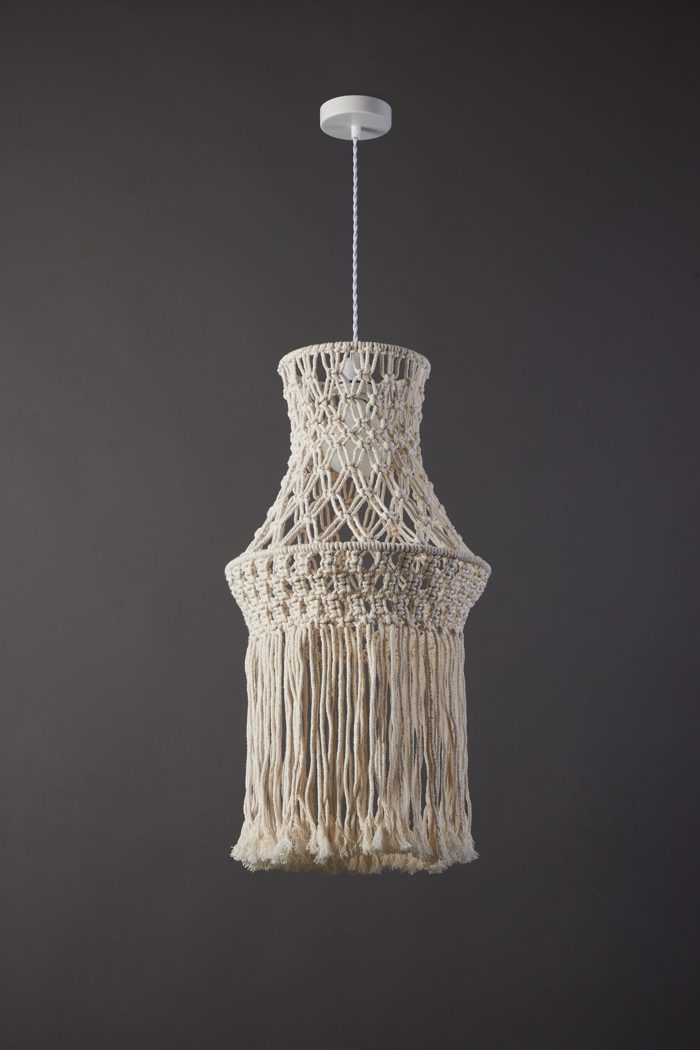 ArLight PDC 6816 Kremasto Fotistiko Orofis Makrame Lefko me Krossia Monofoto E27 F35x185cm 0084609