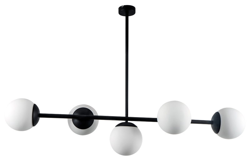 ArLight Φωτιστικό Οροφής 5Φωτο PDA 340-5/Φ Μαύρος Σωλήνας με Λευκή Οπαλίνα 5ΧΕ27 L100x35x70Η 0101431