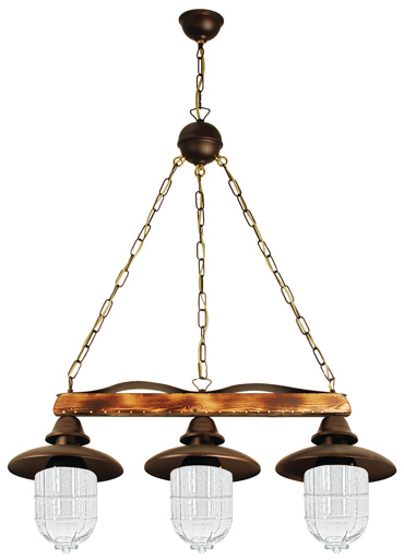 ArLight Κρεμαστό Φωτιστικό Οροφής PDA 113-3 TR Ράγα Τρίφωτο Ξύλινο με εφέ Σκουριάς Ε27 80x24x110cm 0101441