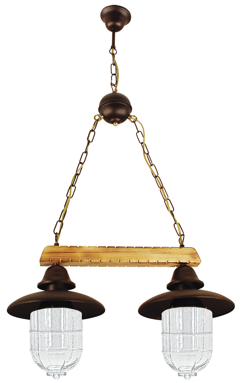 ArLight Κρεμαστό Φωτιστικό Οροφής PDA 112-2 TR Ράγα Δίφωτο Ξύλινο με Εφέ Σκουριάς Ε27 55x24x110cm 0101442