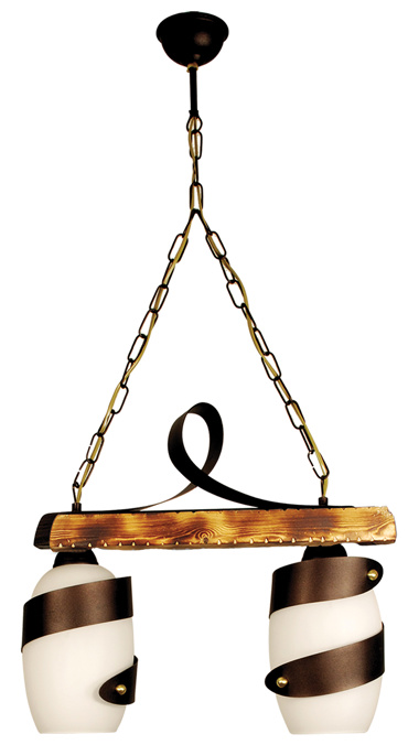 ArLight PDA 132-2 WH Κρεμαστή Ράγα Οροφής Δίφωτη Ξύλινη με εφέ Σκουριάς και Λευκό Γυαλί Ε27 45x12x110cm 0101446