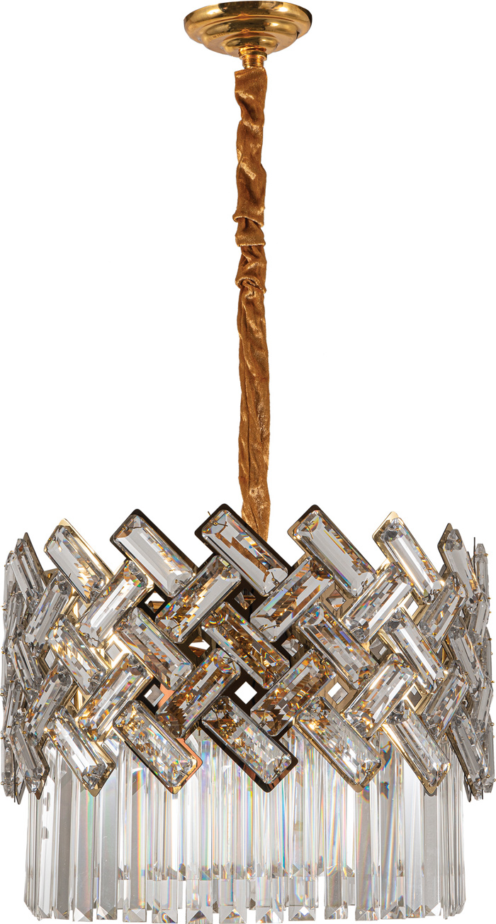 ArLight PDC 2093-6 GD Poluelaios Exafotos Xrusos me Stavrota Krustalla Diafana E14 F40x100cm 0104514