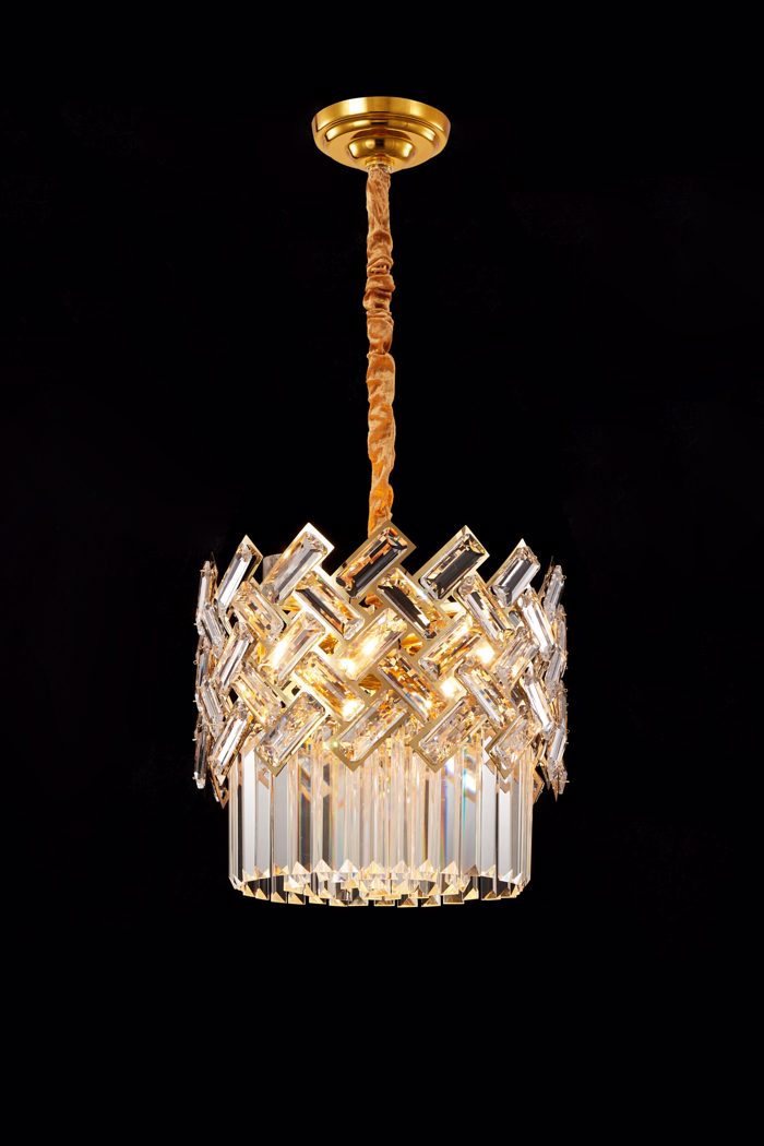 ArLight PDC 2093-6 GD Poluelaios Exafotos Xrusos me Stavrota Krustalla Diafana E14 F40x100cm 0104514