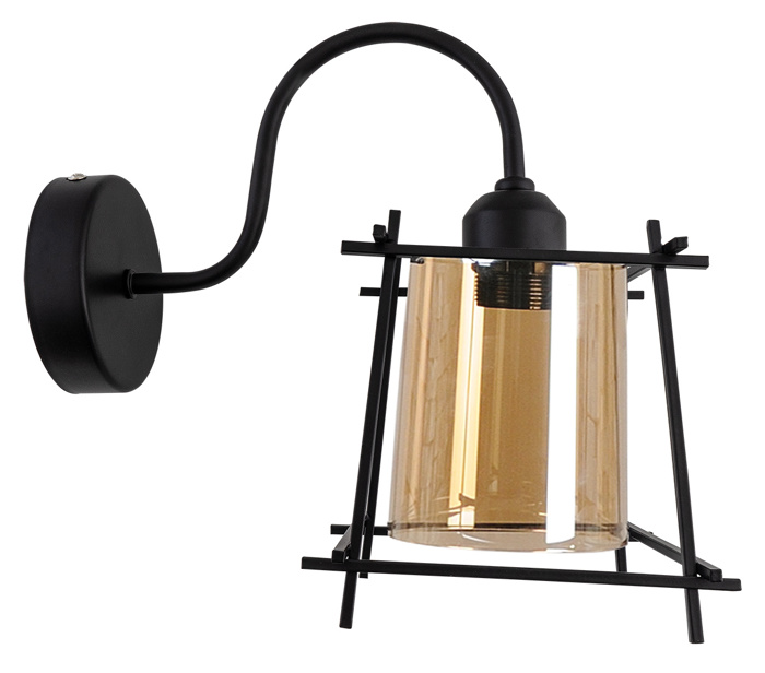 ArLight WLT 6300 BK Aplika Toixou Monofoti me Metalliko Mavro Kloubi kai Meli Gyali E27 27x17x28cm 0144163