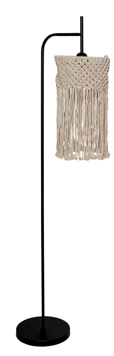 ArLight FLA 6817 Φωτιστικό Δαπέδου Μονόφωτο Μαύρο με Μακραμέ Καπέλο Ε27 Φ48x158cm 0164055